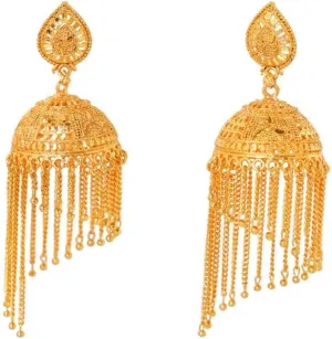 Efulgenz Gold Tone Indian Jhumka Dangle Earrings for Women Indian Wedding Jewelry Gold Tone Dubai Style Jhumki Earrings Set Bollywood Bridal Fashion Jewelry