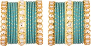 Efulgenz Indian Bangles for Women Faux kundan Bangles Bracelet for Women Dotted Textured Matte Metal Bangles Indian Jewelry Bollywood Fashion Statement Jewelry for Women
