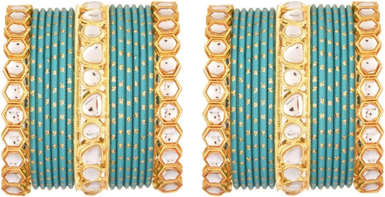 Efulgenz Indian Bangles for Women Faux kundan Bangles Bracelet for Women Dotted Textured Matte Metal Bangles Indian Jewelry Bollywood Fashion Statement Jewelry for Women