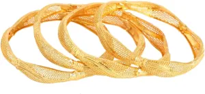 Efulgenz Indian Bangles for Women Gold Tone Dubai Style Bracelet Bangle Set Engraved Pattern Bridal Wedding Jewelry Bollywood Indian Bangles Bracelet Fashion Jewelry (4 Pcs)