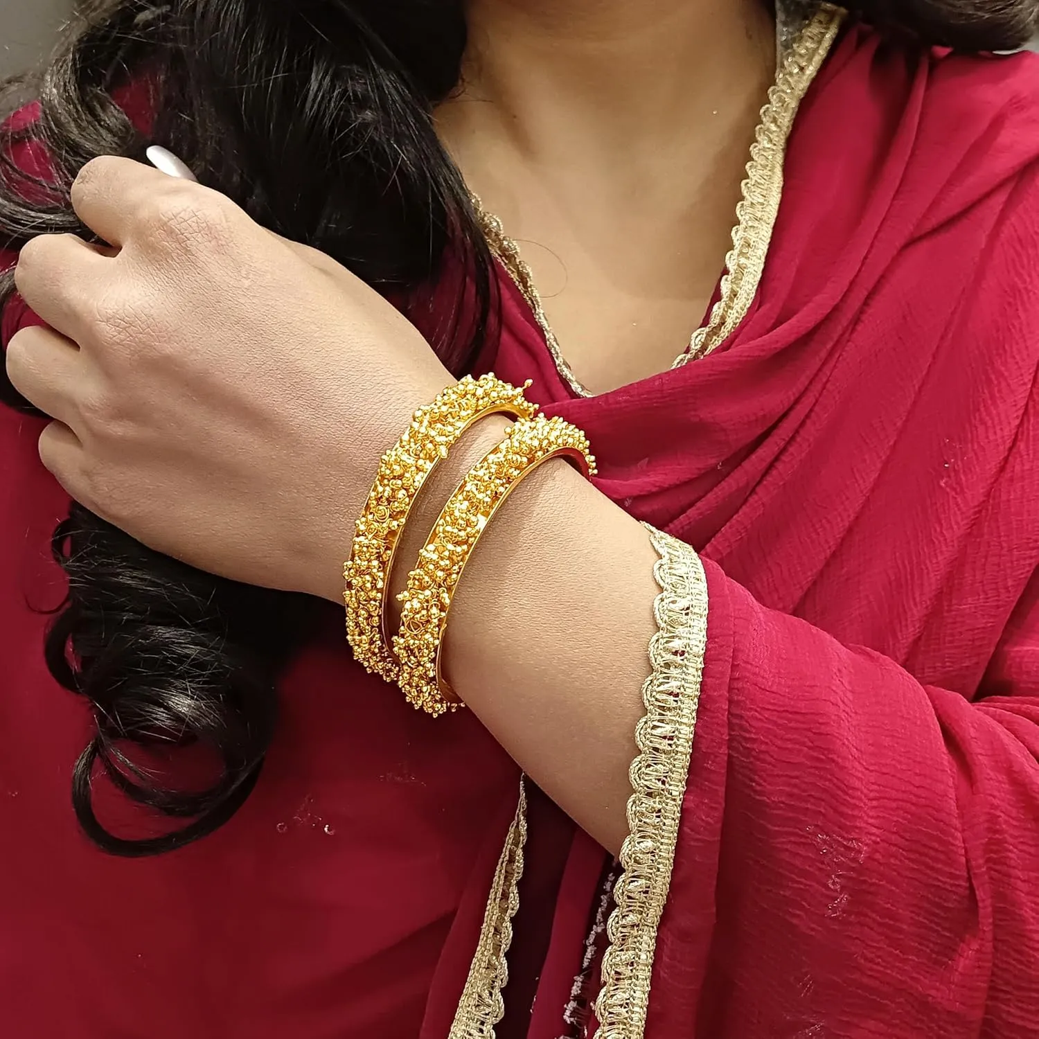 Efulgenz Indian Bangles for Women Indian Oxidized Jewelry Boho Vintage Antique Indian Oxidized Metal Beaded Bracelets Bangle Set Bollywood Fashion Statement Jewelry