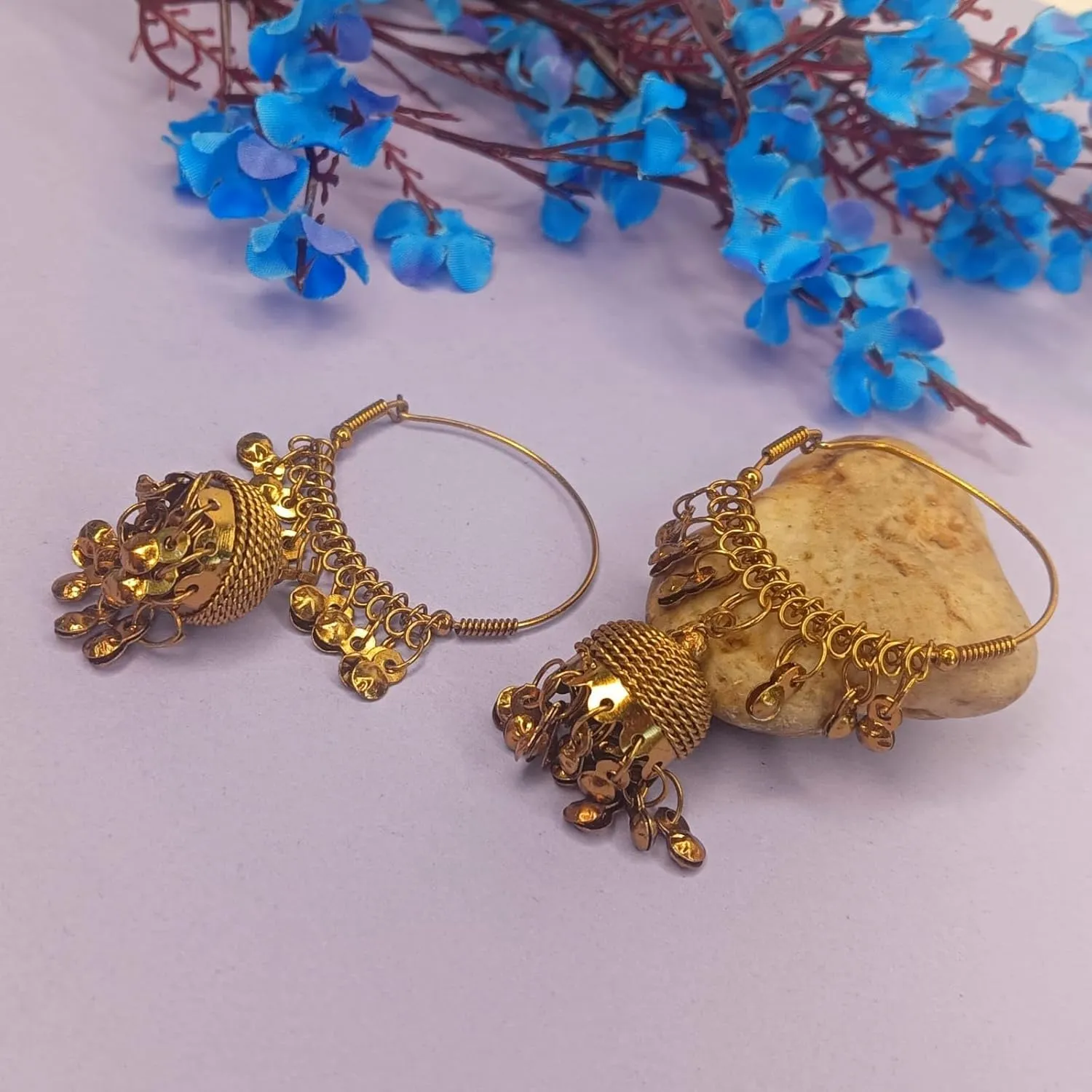 Efulgenz Indian Bollywood Bridal Designer Jewelry Oxidized Traditional Jhumka Jhumki Hoop Earrings for Women