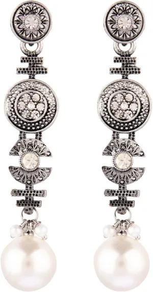 Efulgenz Indian Earrings for Women Boho Vintage Ethnic Tribal Indian Bollywood Crystal Pearl Drop Dangle Earrings Set
