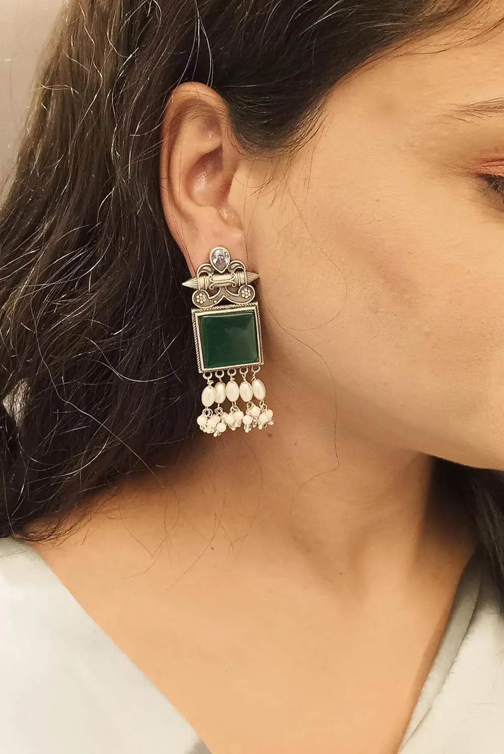 Efulgenz Indian Earrings for Women Earrings Set Crystal Faux Pearl Dangle Earrings Geometric Bohemian Statement Earrings Jewelry Set for Women
