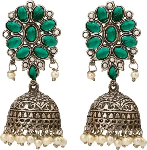 Efulgenz Indian Earrings for Women Indian Traditional Earring for Women Vintage Crystal Floral Faux Pearl Jhumka Jhumki Earring Bollywood Fashion Statement Earrings Jewelry for Women