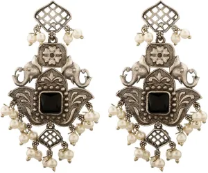 Efulgenz Indian Earrings for Women Vintage Elephant Faux Pearl Crystal Peacock Floral Chandelier Dangle Fashion Statement Earrings Earrings for Women Indian Earrings