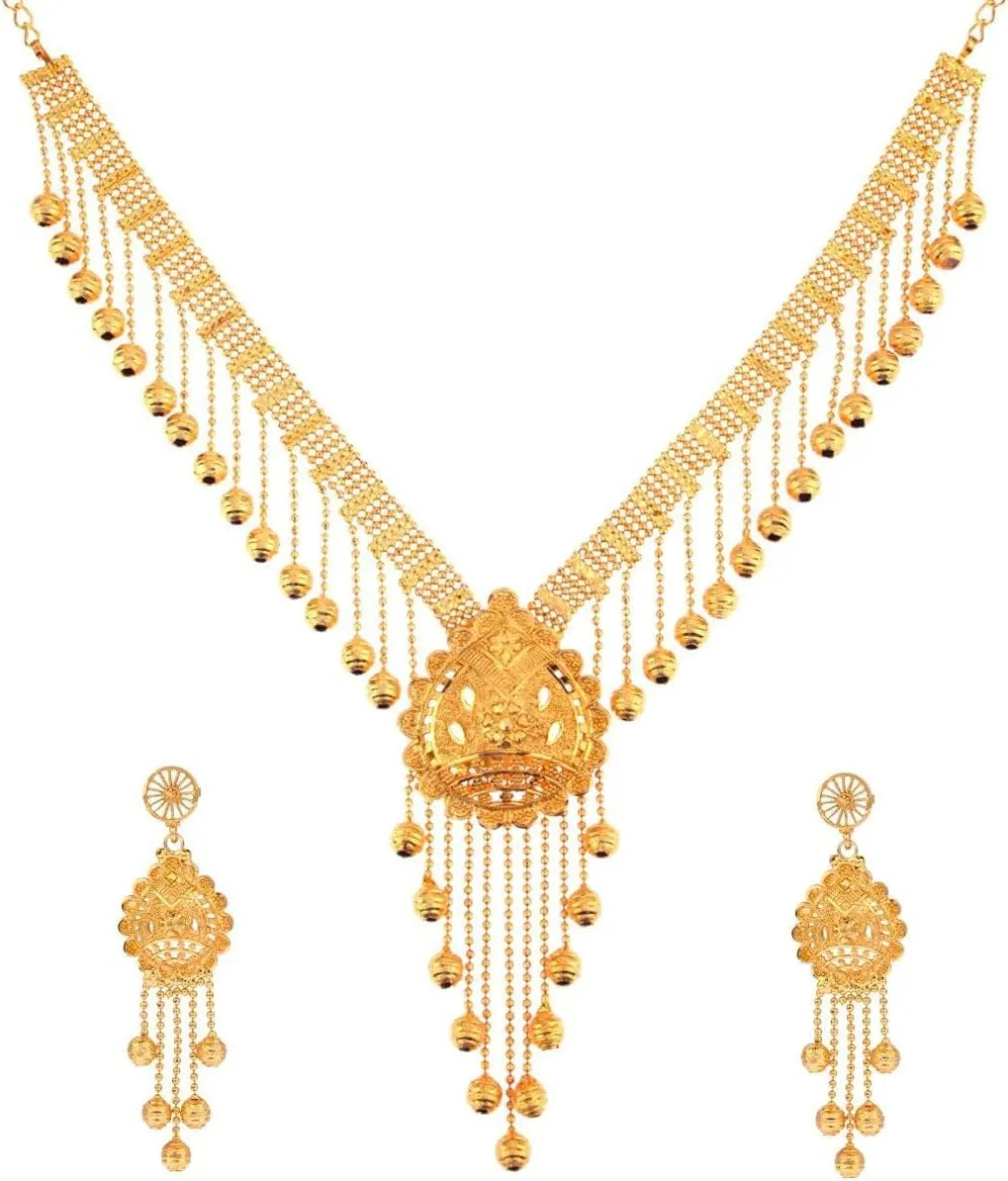 Efulgenz Indian Gold Jewelry Set for Women - Bollywood Style Necklace Earrings Set - Wedding Bridal Tassel Choker Collar