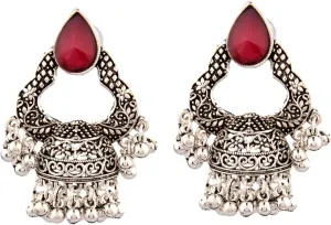 Efulgenz Indian Oxidized Jewelry Antique Boho Oxidized Indian Earrings for Women Crystal Oxidized Drop Dangle Earrings Set Bohemian Statement Jewelry Set for Women