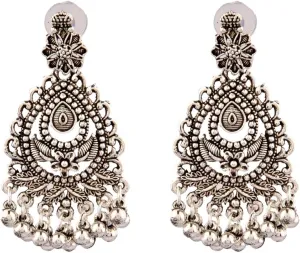 Efulgenz Oxidized Jewelry Boho Vintage Antique Tribal Indian Oxidized Silver Chandbali Dangle Statement Hook Earrings Jewelry, Copper, No Gemstone