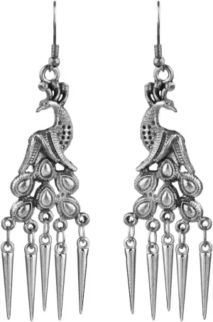 Efulgenz Oxidized Jewelry Boho Vintage Antique Tribal Indian Oxidized Silver Dangle Statement Hook Earrings Jewelry