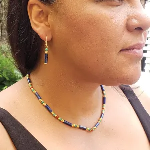 Egyptian Lapis and Turquoise Earrings