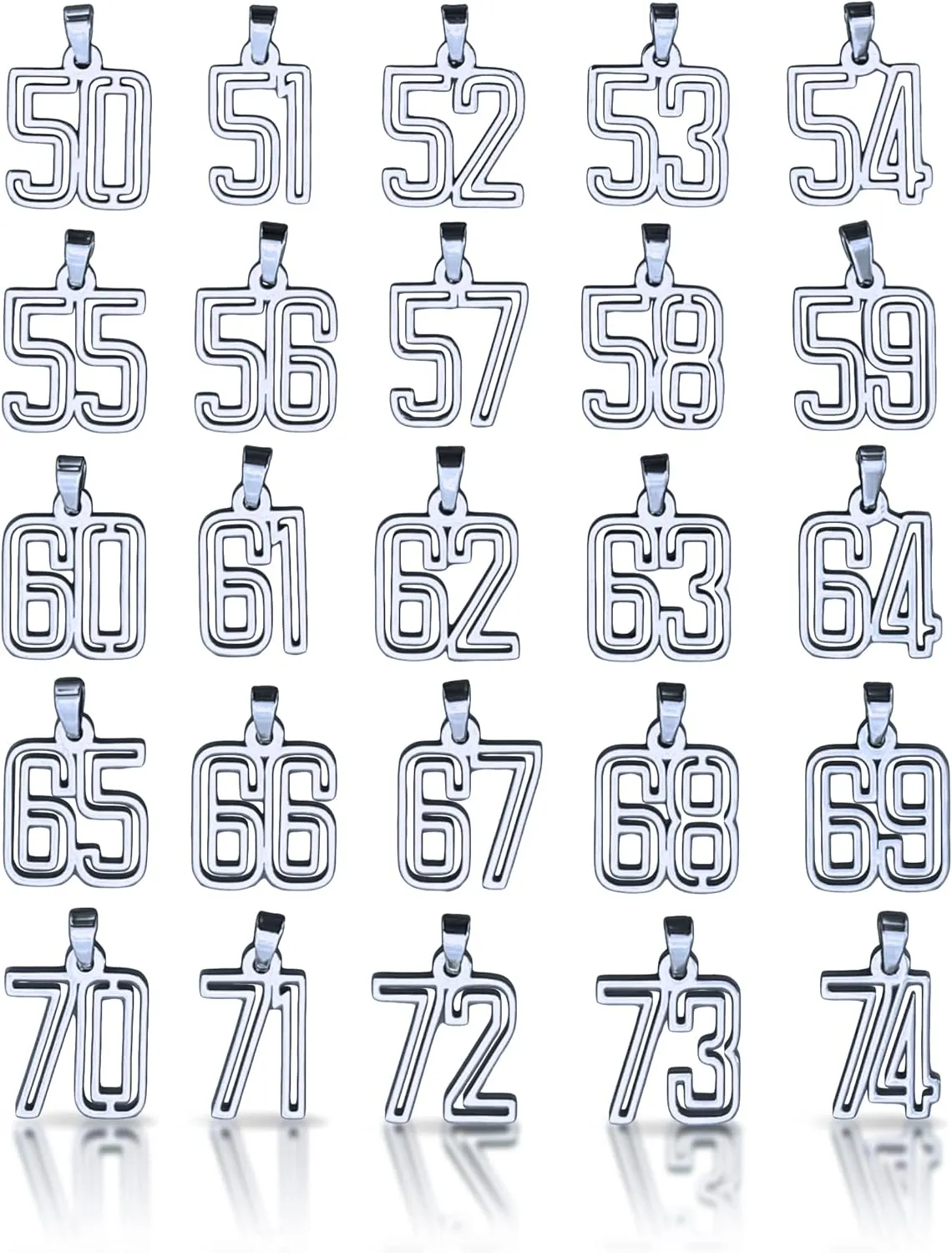 Elite Athletic Gear 00-99 Varsity Number Pendant With Chain Necklace - Stainless Steel