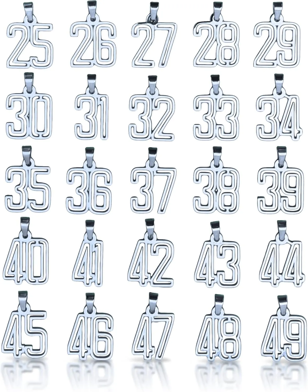 Elite Athletic Gear 00-99 Varsity Number Pendant With Chain Necklace - Stainless Steel