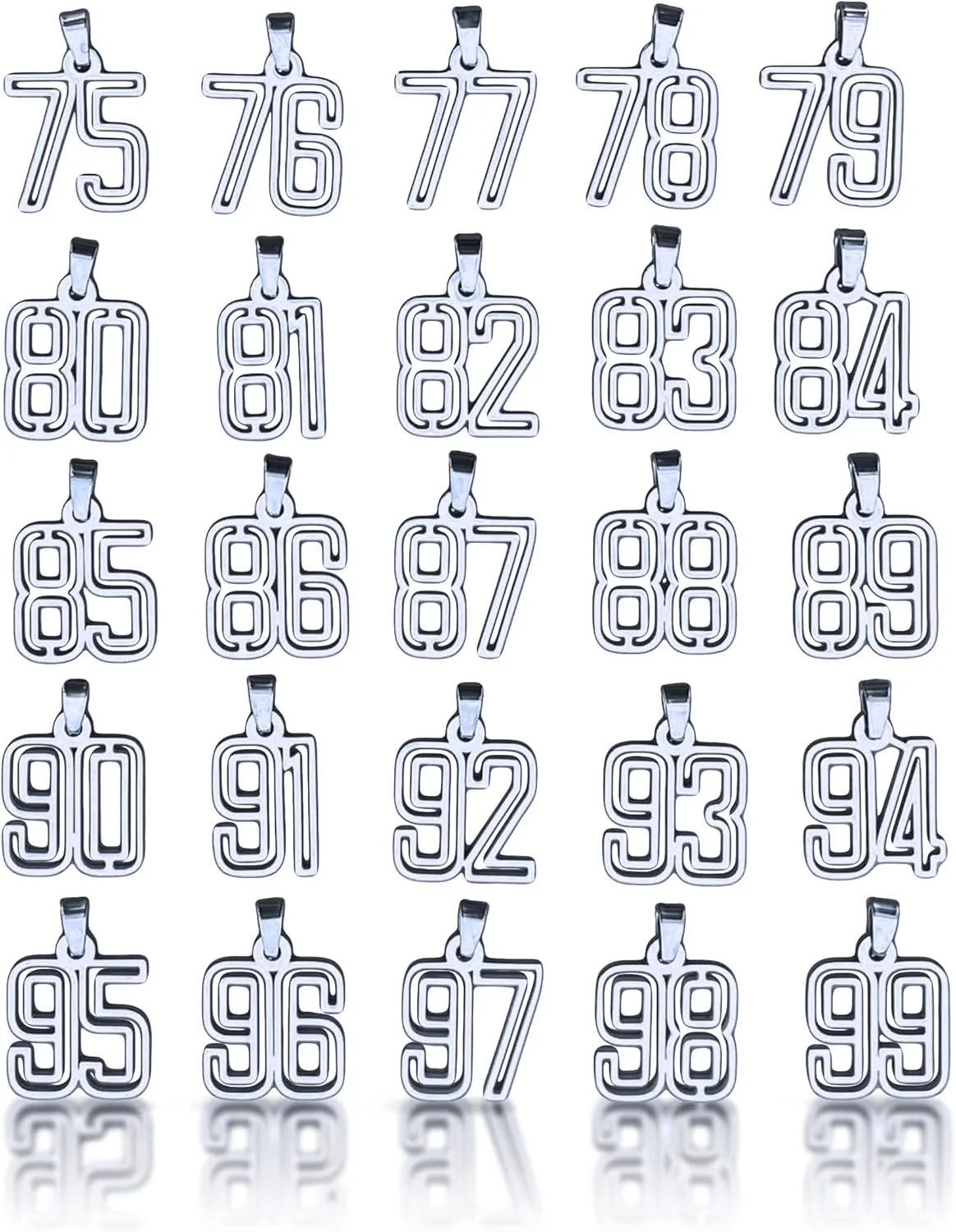 Elite Athletic Gear 00-99 Varsity Number Pendant With Chain Necklace - Stainless Steel