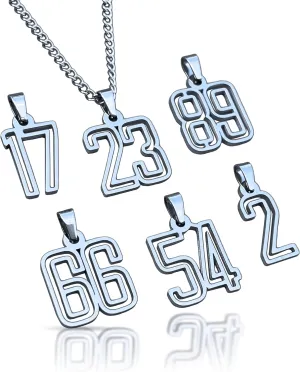 Elite Athletic Gear 00-99 Varsity Number Pendant With Chain Necklace - Stainless Steel