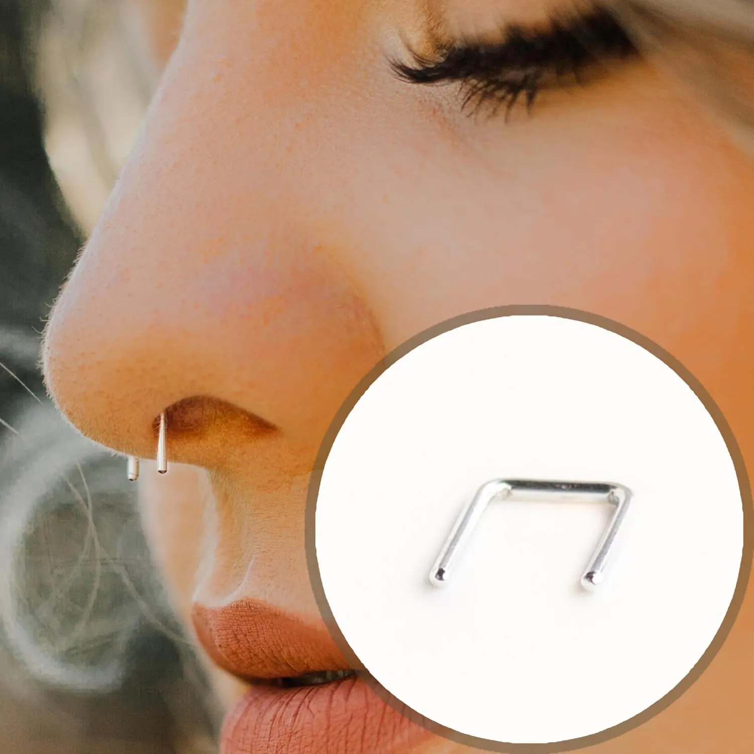 Ellie J Maui Septum Retainer - Septum Rings, Nose Piercings, Septum Jewelry, Septum Rings 16g, Septum Ring, 18 Gauge Nose Ring, Septum Retainer for Comfortable Wear (16 Guage, Sterling Silver)