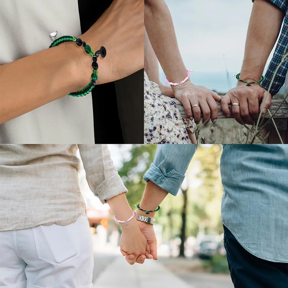 Elphaba Galinda Matching Bracelets -Braided Friendship Bracelet- Rhinestone Crown Witch Hat Matching Bracelets -Couples BFF Accessories Gifts for Fans Party Dress Decor