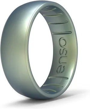 Enso Rings Classic Elements Silicone Ring Infused with Precious Elements  Wedding Engagement Band  6.6mm Wide, 1.75mm Thick - Volcanic Ash  Size: 9