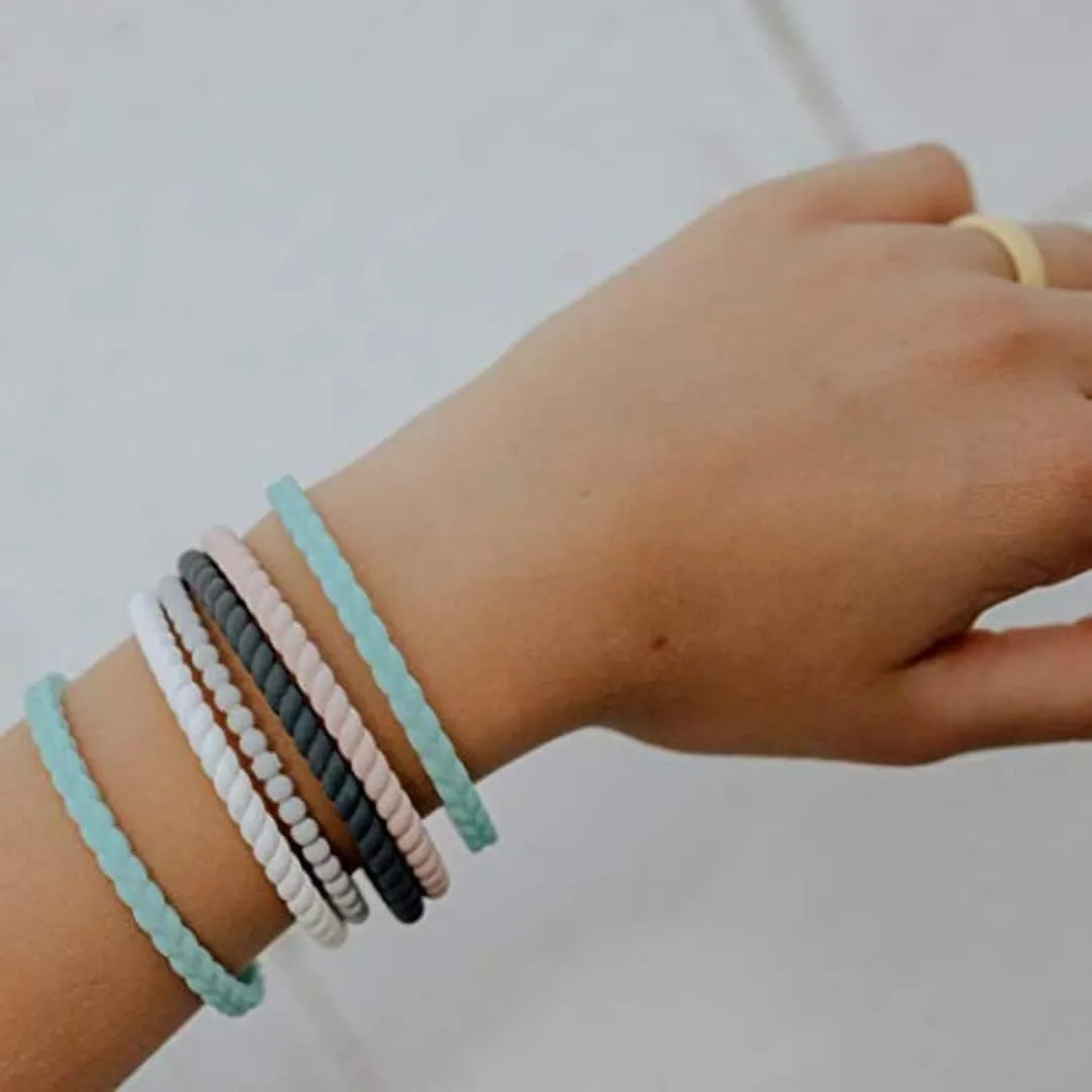Enso Silicone Bracelet  Braided Stackable Bracelet - Hypoallergenic Rubber Wristband  Comfortable Flexible Band for Active Lifestyle - Medical Grade Silicone