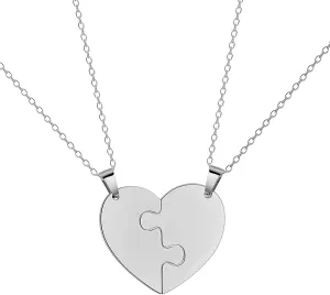 EUEAVAN Broken Heart Necklace Best Friend BFF Foever Pendant Two Half Hearts Necklace Heart Matching Couples Jewelry Valentine's Day Gift