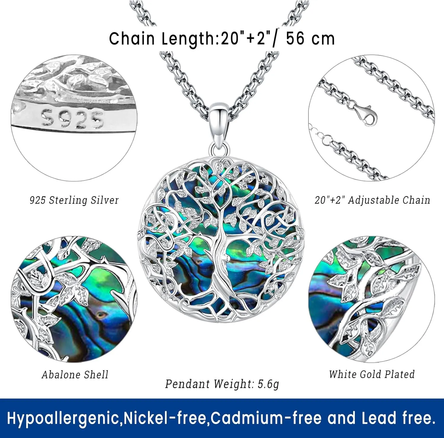 Eusense Tree of Life Necklace for Women Men Sterling Silver 925 Tree Urn Locket Cremation Jewelry Family Tree Pendant Gifts for Her Him Mom Dad Grandma Daughter