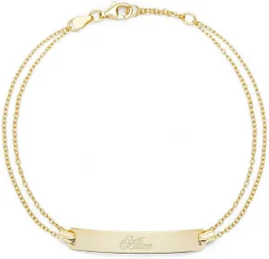 EVE'S ADDICTION Women's Engravable Gold Plated Name Bar Bracelet, 7.5 inches - Custom Name ID Bracelet - Personalized Gift for Her - Friendship Bracelet - Bridal Party Gift - Gifts for Mom