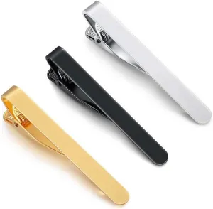 Fashion Black Gold Silver Tie Bar For Regular Ties Metal Simple Necktie Clasp Clip Clamp Pin For Wedding Anniversary, Business, Meeting And Daily Life