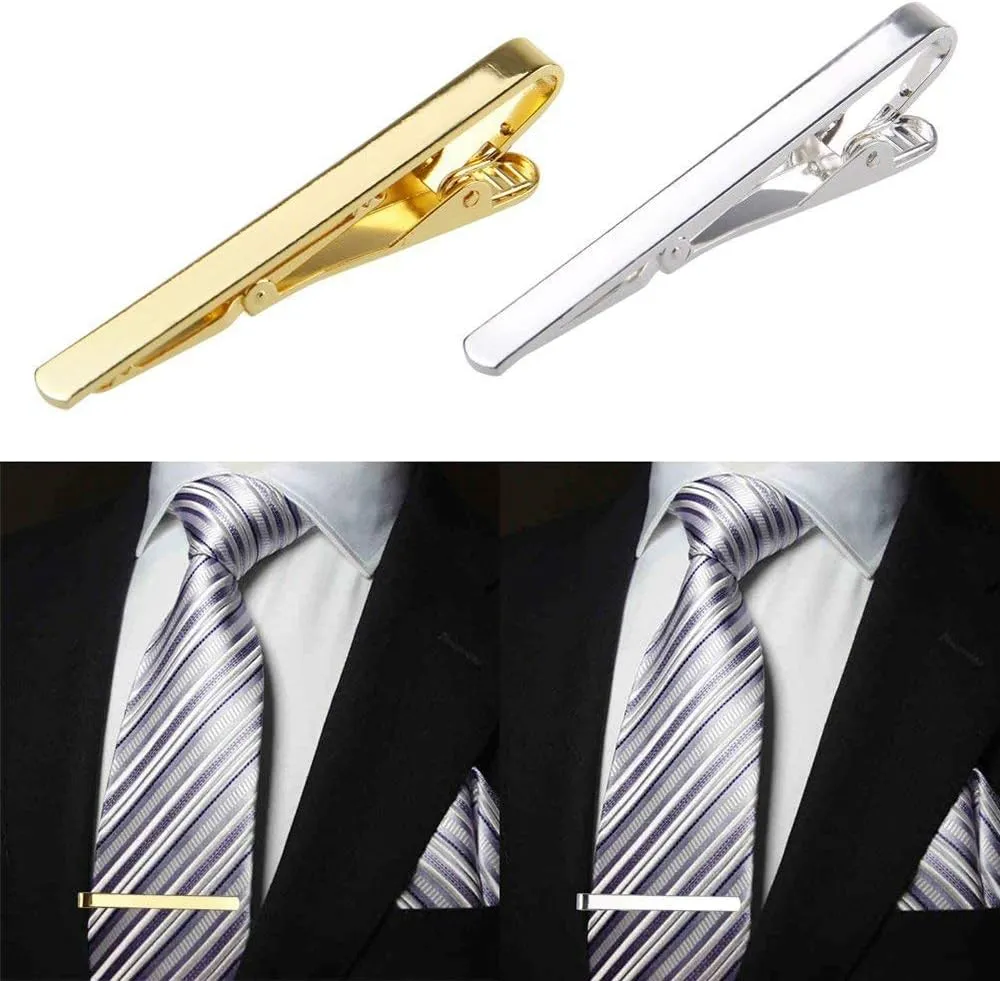Fashion Black Gold Silver Tie Bar For Regular Ties Metal Simple Necktie Clasp Clip Clamp Pin For Wedding Anniversary, Business, Meeting And Daily Life