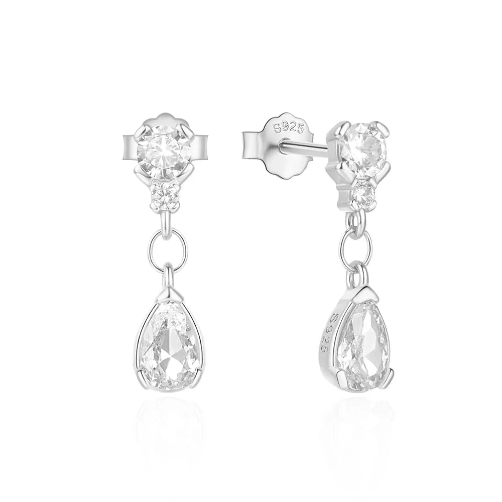 Fashion Minimalist Jewelry: 925 Sterling Silver Simple Water Drop Diamond Zircon Gold-Plated Stud Earrings for Women (gold)