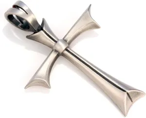 'Fated Cross' Satin Silver Finished Pendant (E296)