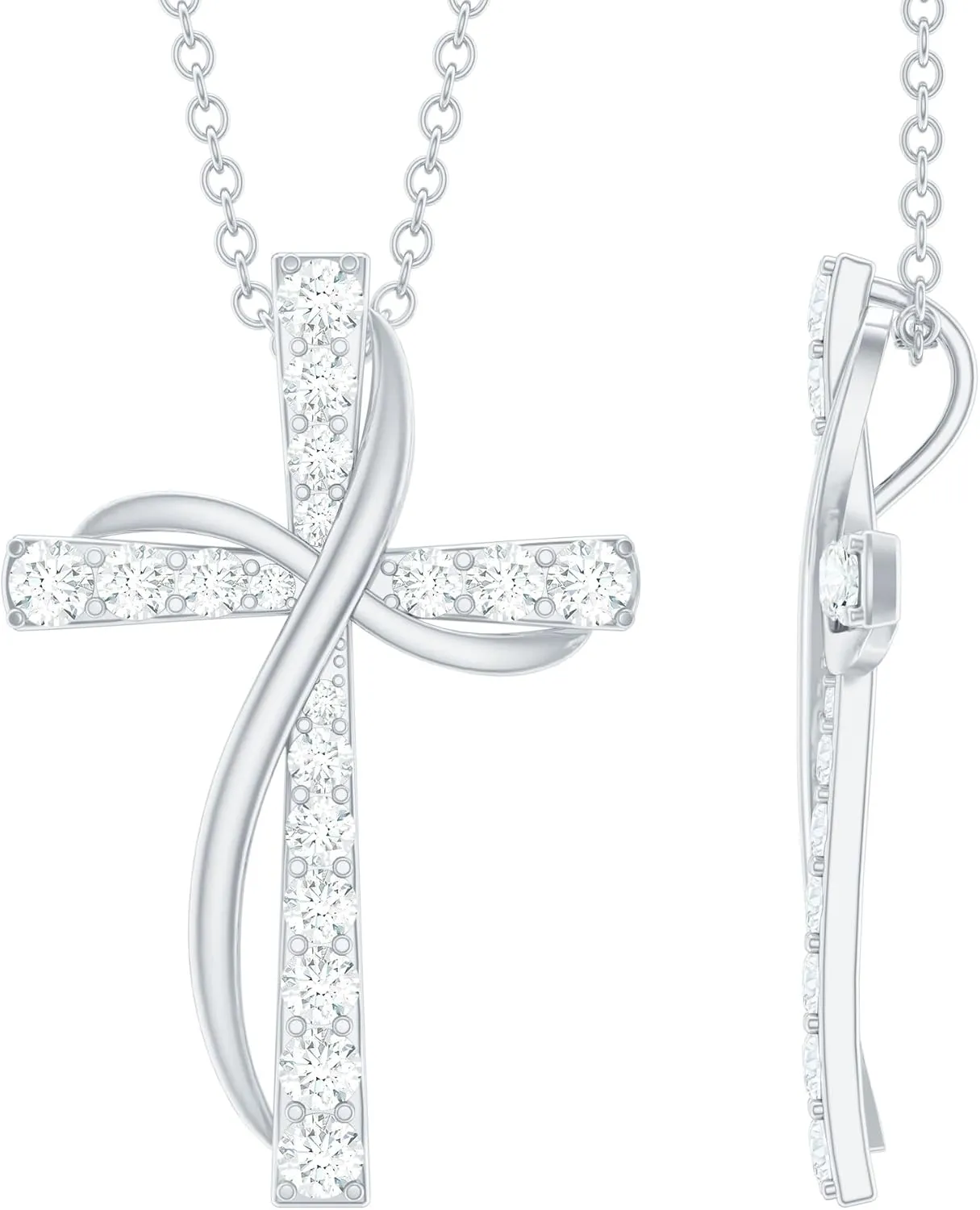 Fathers Day Sale, Certified Moissanite Cross Pendant Necklace for men, D-Vs1 Quality, Gold Plated Silver Catholic Cross Necklace