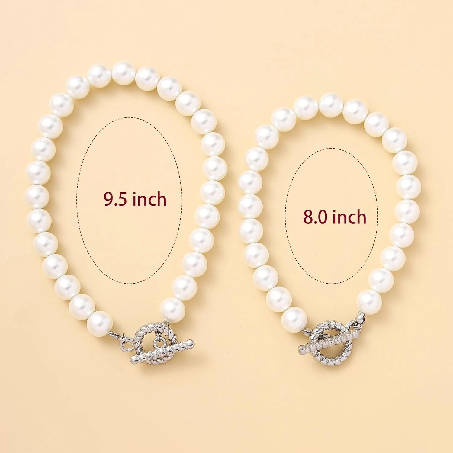 Faux Pearl Bracelet Men with Cuban Link Figaro Chain Wrist Bracelets Set Male Gift