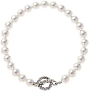 Faux Pearl Bracelet Men with Cuban Link Figaro Chain Wrist Bracelets Set Male Gift
