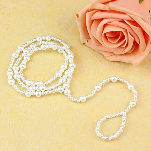 Fear Bracelet Foot Jewelry Pearl Barefoot Anklet Imitation Chain Womens Beach Anklet Bracelet Cord (Silver, One Size)
