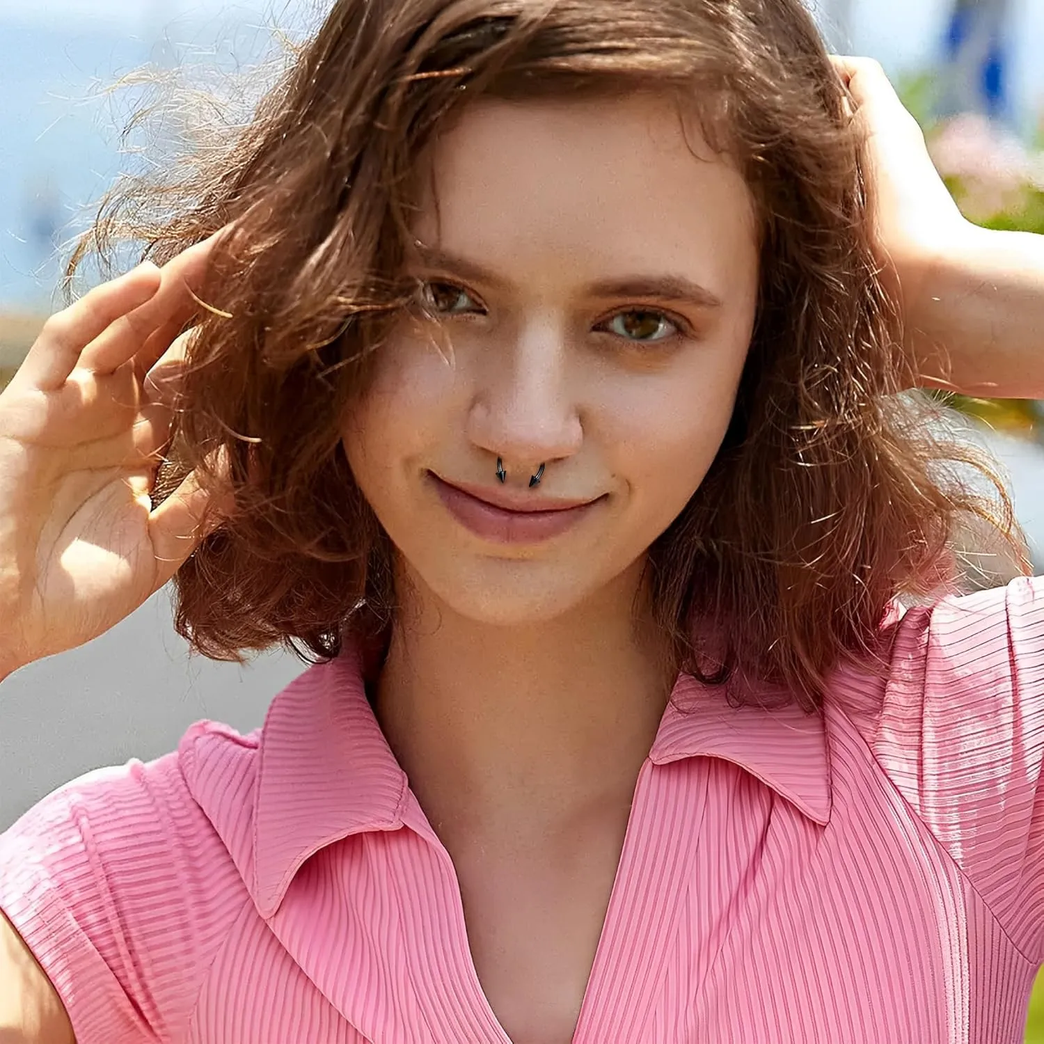 Florideco Gold Septum Rings 16g Surgical Steel Cute Nose Rings Butterfly Small Daith Piercing Jewelry Septum Clicker 10mm