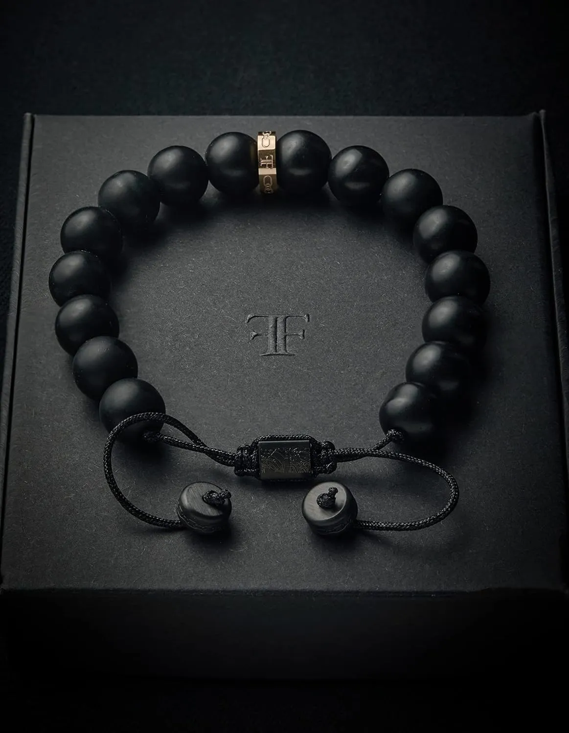 Forge & Foundry Men's Beaded Bracelet | Fully Adjustable Fitting | Black Onyx | Silver Hematite | Jasper | Refined Hand-Crafted Jewelry, Designed by Jewelers, Forged for Men