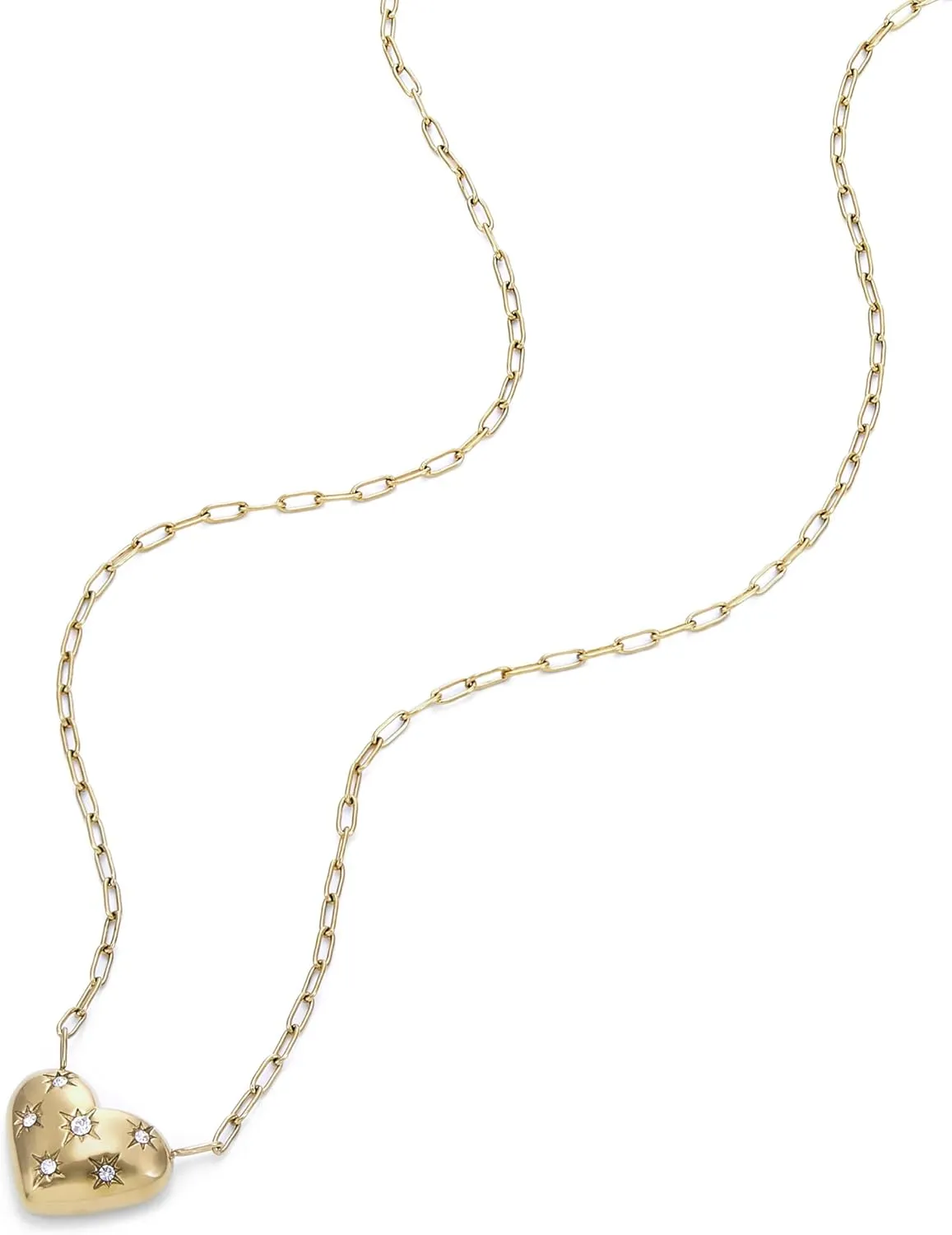 Fossil Women's Gold-Tone Stainless Steel Pendant Chain Necklace for Women