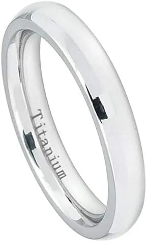 Free Personalized laser engraving Ring for Men and Ring for Women Titanium Band Rings 4mm White Titanium Classic Domed Ring Wedding Band Ring Ideal Rings for couples/Ring For Engagement