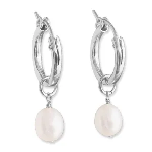 Freshwater Pearl Hoop Earrings for Women Pearl Hoops Small Huggie 14k Gold Filled or 925 Sterling Silver Hypoallergenic (sterling silver)