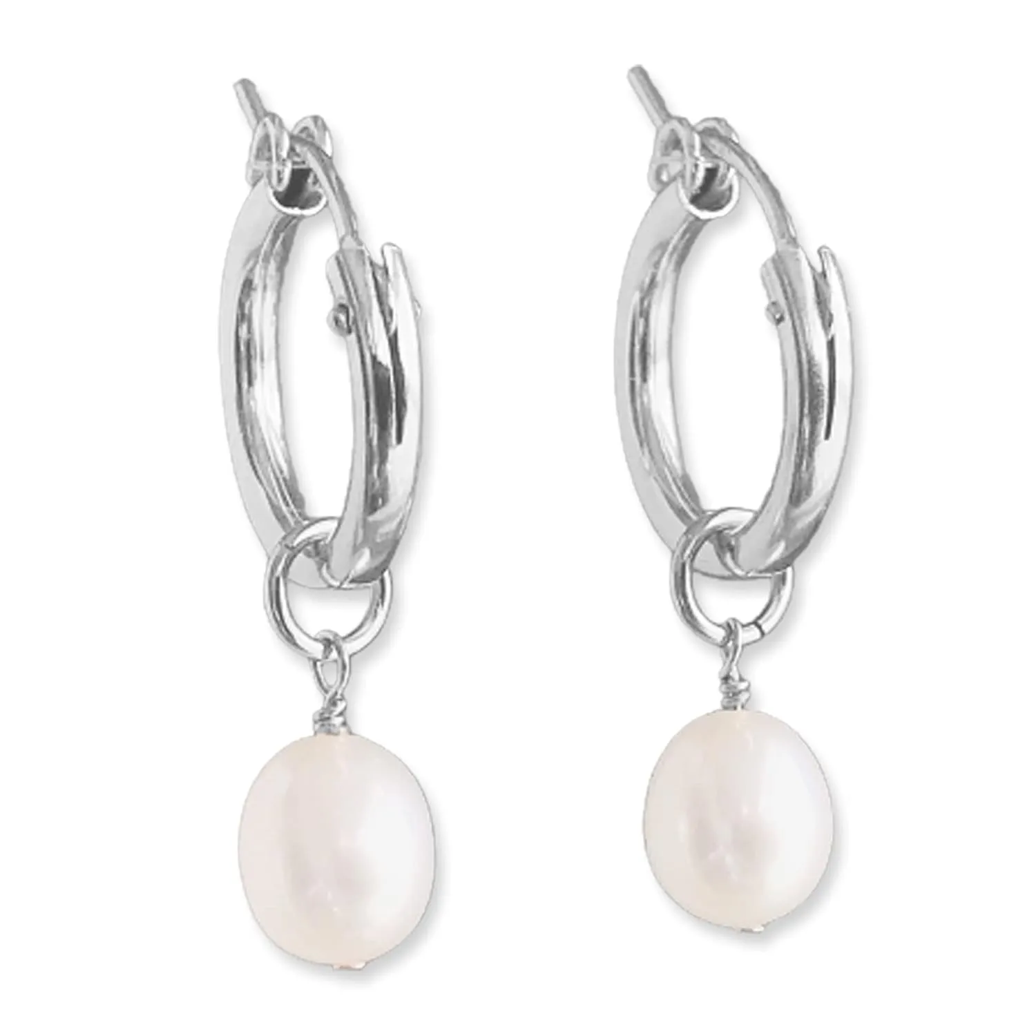 Freshwater Pearl Hoop Earrings for Women Pearl Hoops Small Huggie 14k Gold Filled or 925 Sterling Silver Hypoallergenic (sterling silver)