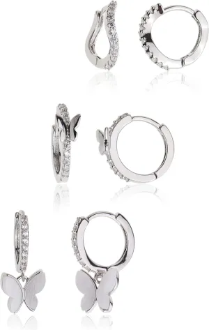 Frigatine 3 Pairs Small Hoop Earrings Set Stacks for Women, Cute Tiny Stackable Huggie Jewelry Gifts