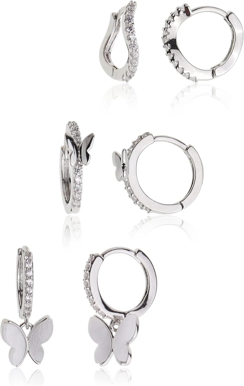 Frigatine 3 Pairs Small Hoop Earrings Set Stacks for Women, Cute Tiny Stackable Huggie Jewelry Gifts