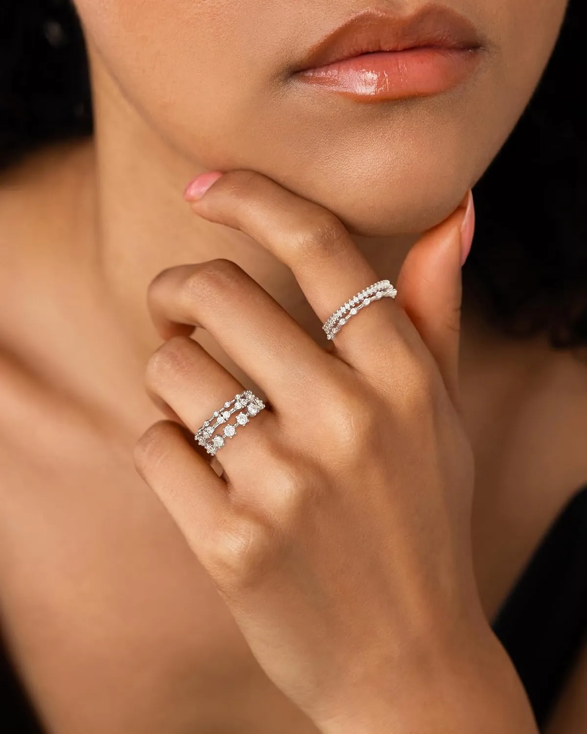 FUNEIA Stackable Silver Gold Rings for Women Non Tarnish 14K Gold Plated Thumb Cubic Zirconia Rings for Women Dainty Pinky Promise Wedding Ring Set Women's Engagement Eternity Band Rings Gold Jewelry