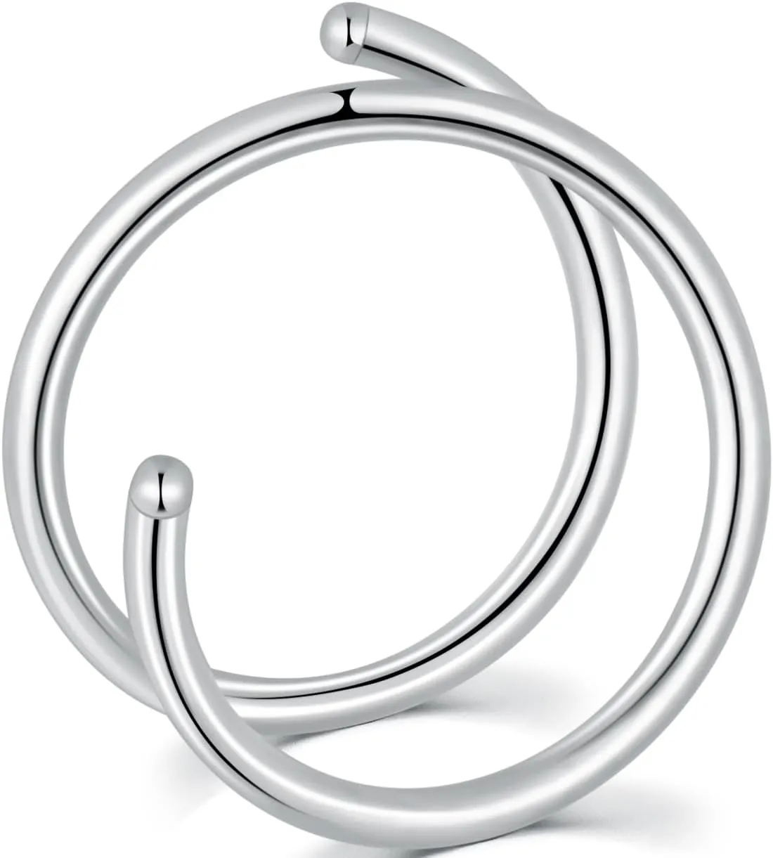 G23 Titanium Double Hoop Nose Ring for Single Piercing Spiral Nose Ring, 20 Gauge Snug Double Nose Piercing, Thin Nose Piercing Hoops for Men and Women, 6mm/8mm Diameter