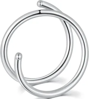 G23 Titanium Double Hoop Nose Ring for Single Piercing Spiral Nose Ring, 20 Gauge Snug Double Nose Piercing, Thin Nose Piercing Hoops for Men and Women, 6mm/8mm Diameter