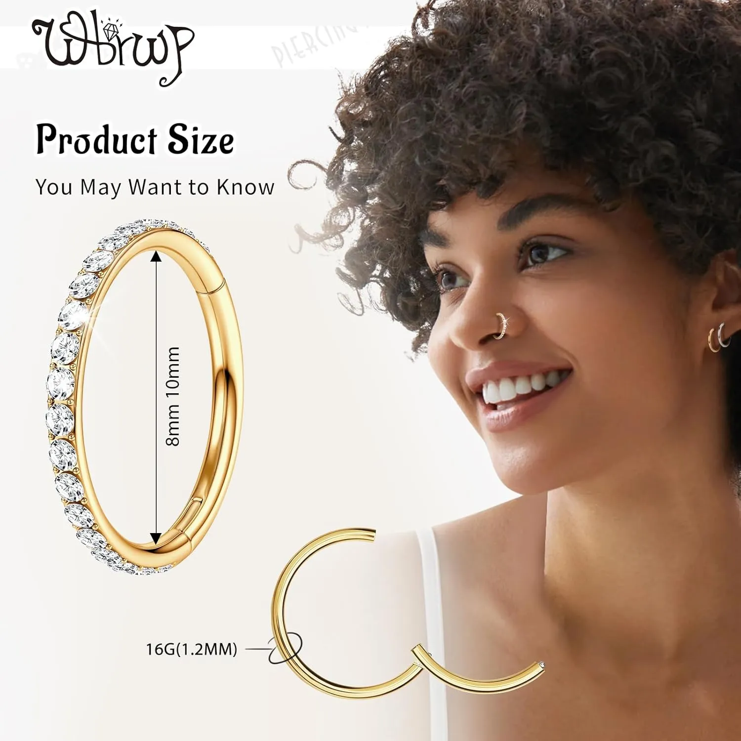 G23 Titanium Nose Rings Hoops: 2Pcs 20G 18G 16G Seamless Nose Hoop 6mm 7mm 8mm 9mm 10mm Septum Rings Hypoallergenic Lip Rings Cartilage Helix Daith Conch Tragus Rook Belly Button Piercing Jewelry