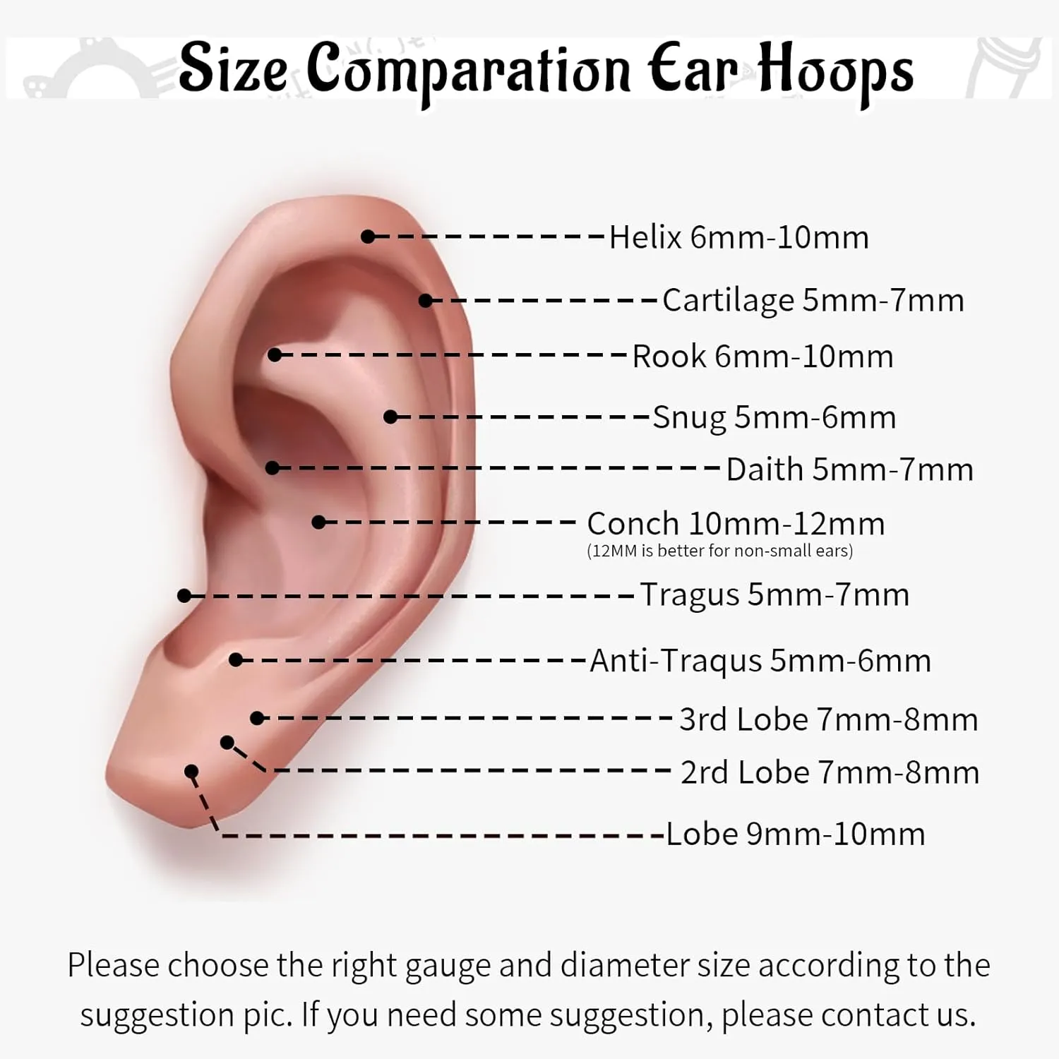 G23 Titanium Nose Rings Hoops: 2Pcs 20G 18G 16G Seamless Nose Hoop 6mm 7mm 8mm 9mm 10mm Septum Rings Hypoallergenic Lip Rings Cartilage Helix Daith Conch Tragus Rook Belly Button Piercing Jewelry
