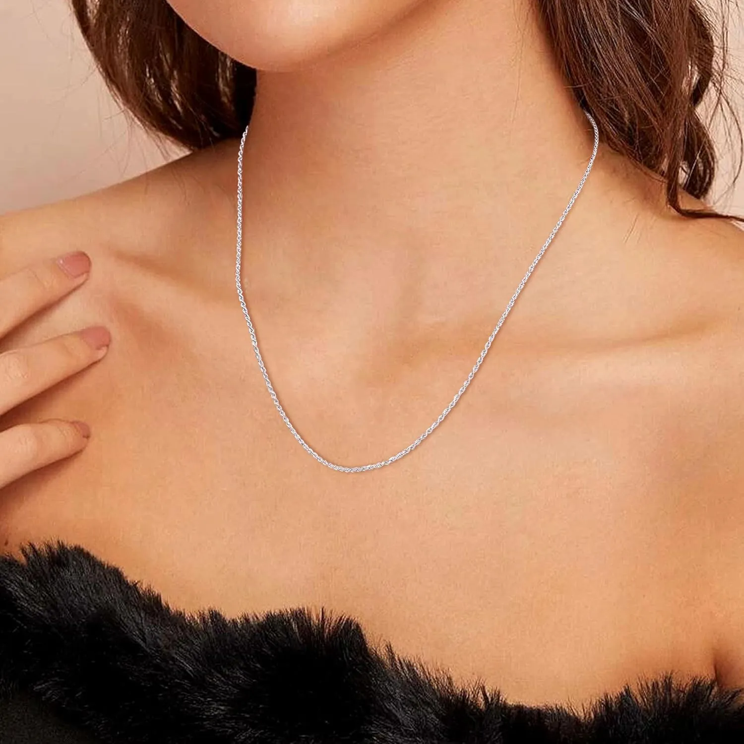 Gacimy 925 Sterling Silver Rope Chain for Women Men, 1.2mm 1.5mm 1.8mm Width 16 18 20 22 24 Inches Length
