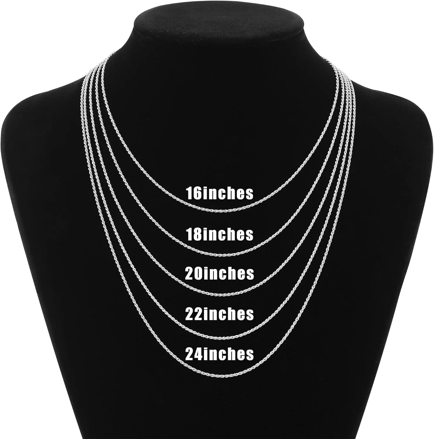 Gacimy 925 Sterling Silver Rope Chain for Women Men, 1.2mm 1.5mm 1.8mm Width 16 18 20 22 24 Inches Length