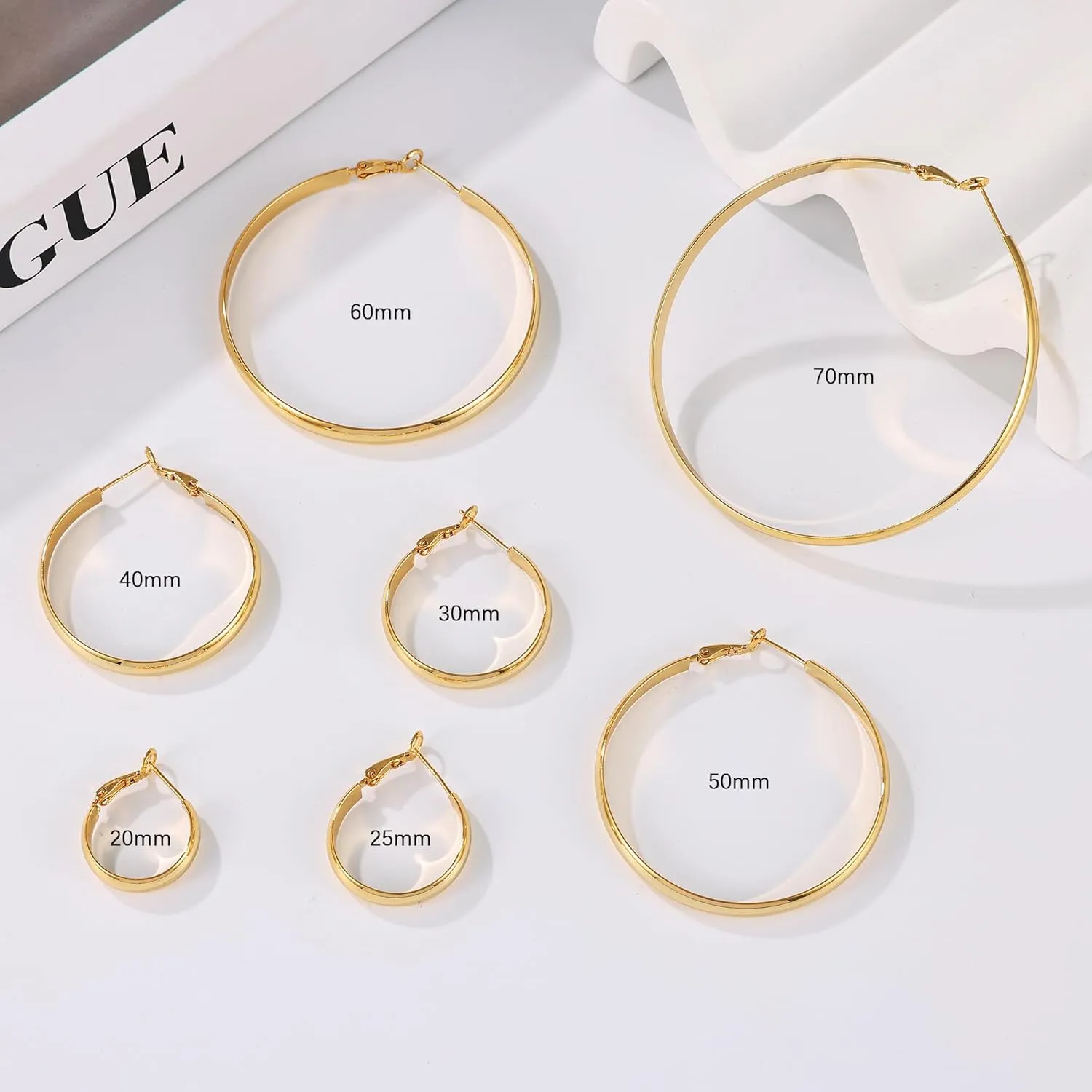 Gacimy Gold Hoop Earrings for Women, 14k Real Gold Plated with 925 Sterling Silver Post, Hypoallergenic Lightweight Thick Hoops Earrings for Women Trendy
